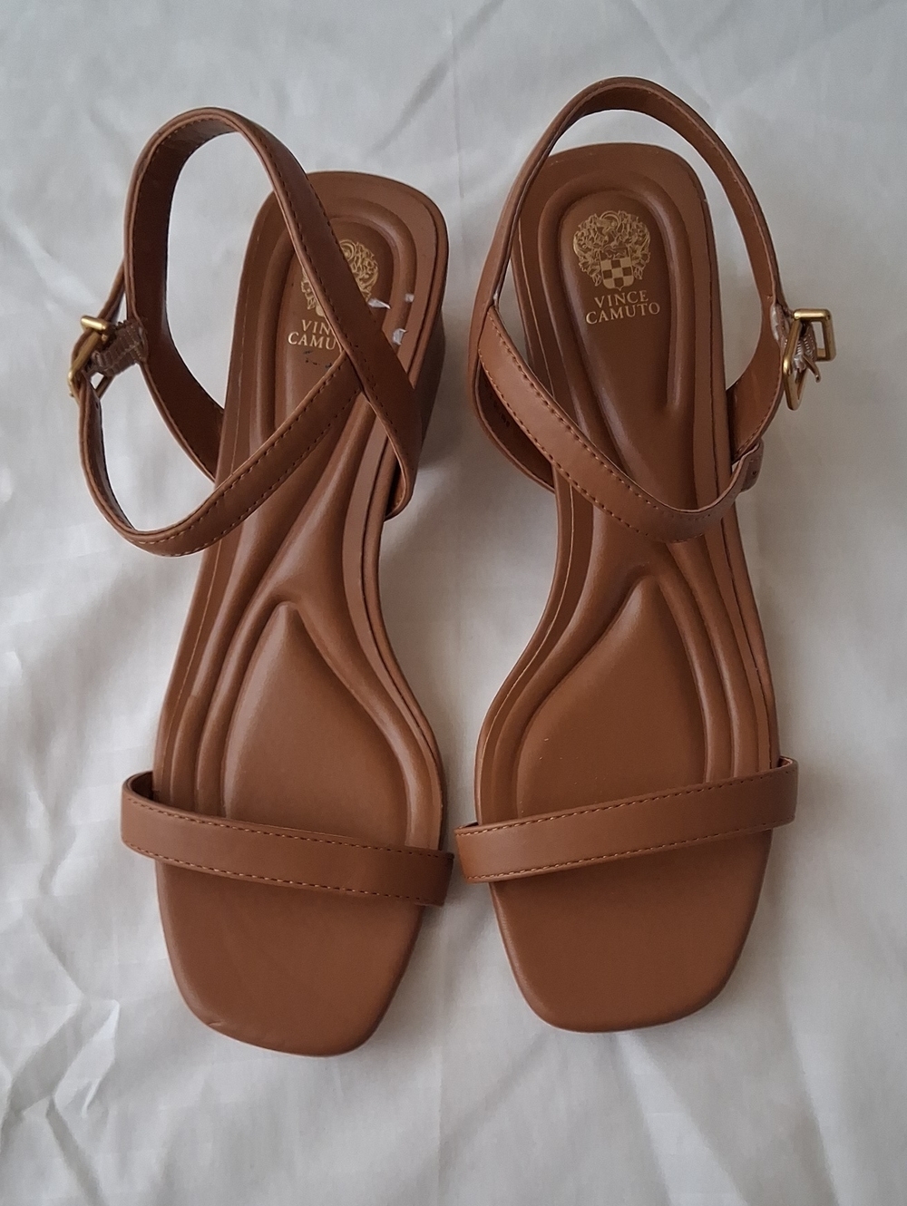 Vince Camuto Brown Leather Ankle Strap Heeled Sandals - Size 6.5